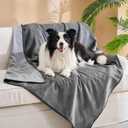 Bedsure Waterproof Blanket for Couch - Soft Flannel Fleece Couch Cover Throw Blanket for Large Dogs Pet Leakproof, Protector for Camping, Travel, 50"x60", Grey, XL