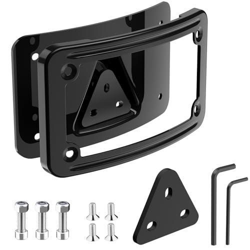 3148 Black 3 Hole Curved Laydown License Plate Mount Bracket w/Frame, Fit for All Harley Davidson Model w/Standard 3-Bolt Mounted License Plate Bracket, 02-08 VTX1800R/S/T, 03-09 VTX1300R/S/T