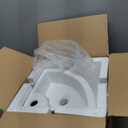 Small Corner Bathroom Sink - White Triangle Porcelain Ceramic Wall Mount Vessel Sink, Above Counter Design with Single Faucet Hole & Overflow