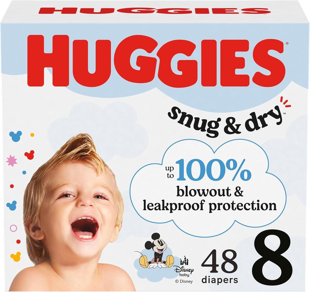 Huggies Size 8 Diapers, Snug & Dry Baby Diapers, Size 8 (46+ lbs), 48 Count