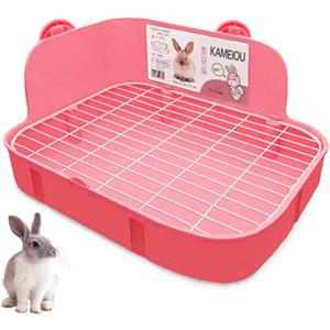 KAMEIOU Ferret Galesaur Guinea Pig Bunny Rabbit Toilet Potty Trainer with Stainless Steel Panel Rabbits Corner Litter Pan Bedding Box for Small Animal Bunny Rabbit Ferret Cage Toilet Pan