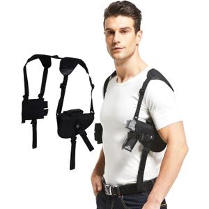 Gun Holster-Fits Compact to Large Handguns Concealed Carry Shoulder Holster with Magazine Pouch for Right and Left Hand Gun Accessories (Black)