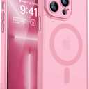 CANSHN Magnetic Compatible with iPhone 13 Pro Case, Upgraded [Full Camera Protection] [Compatible with Magsafe] [Translucent Matte] Shockproof Protective Phone Case Cover 6.1 Inch - Pink