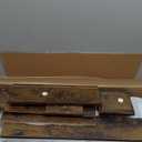 Brown Chairside Narrow End Table, Solid Wood Recliner Side Table with Drawer, Slim Nightstand Bedside Table for Living Room Bedroom