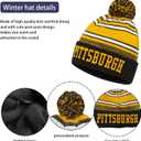 Vintage Classic Skull Cap 3D Embroidery Beanie Cuffed Winter Hat Knit Comes with Warm Gloves Gifts for Men Women Fans