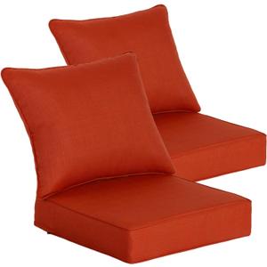 Goodgoods 24 x 24 Outdoor Patio Deep Seat Cushions 2-Pack, 1000+ Hours Fade-Resistant & Water-Resistant Outdoor Furniture Chair Cushions with 30D High-Resilience Foam for Sofa Chair, Quarry Red, 24''x24''x5.5'' 2 sets