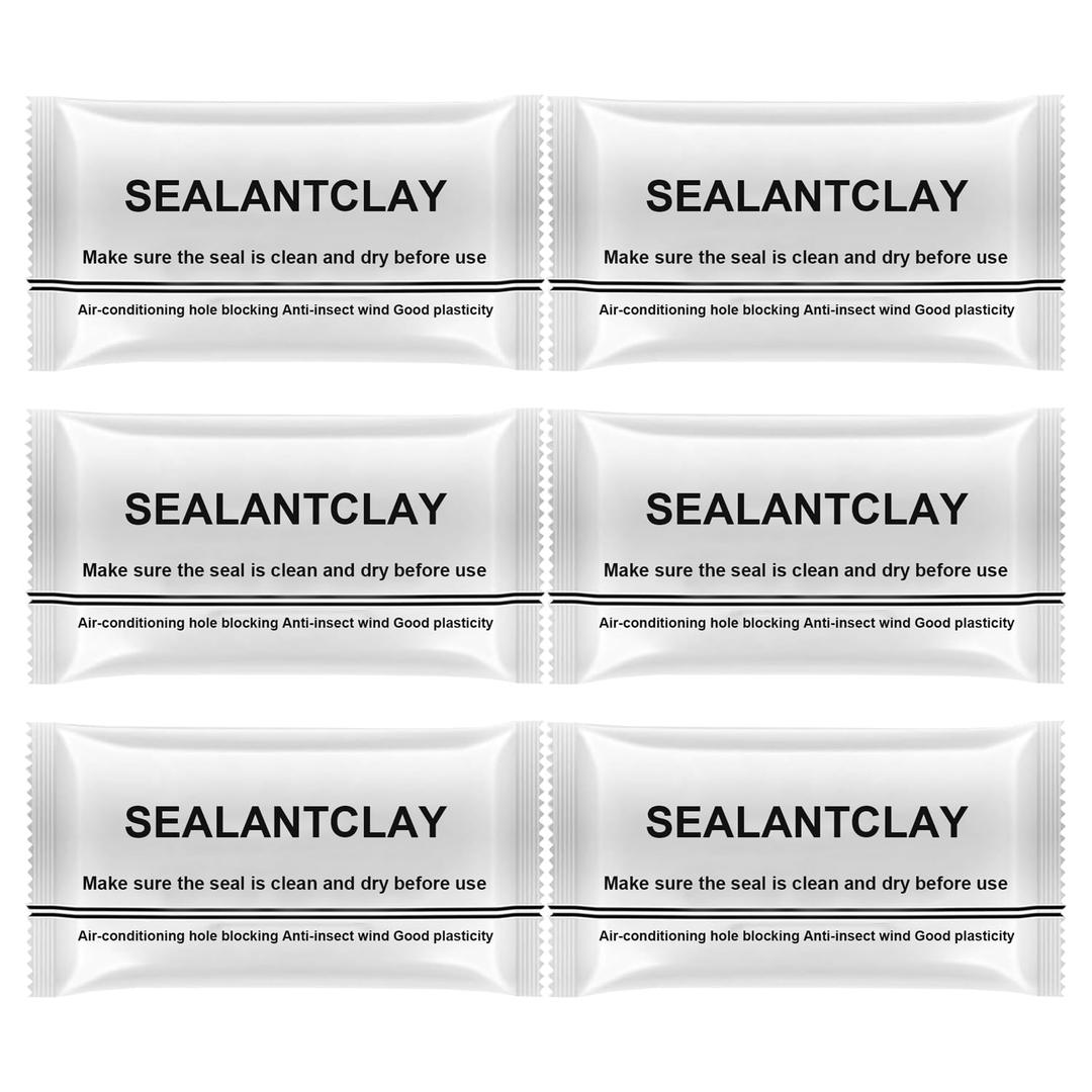 Waterproof Sealant Mastic, 6 Pack New Type White Seal Putty Waterproof Duct Seal Repair Sealing Clay, Quick Mending Mud for Drain Connection, Suitable for Wall Hole, Air Conditioning Hole Repair