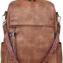 FADEON Leather Backpack Purse for Women Designer Travel Backpack Purses PU Fashion Ladies Shoulder Bag with Tassel