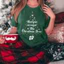 Maternity Christmas Shirt Women Bumpin'Around The Christmas Tree Shirts Cute Pregnancy Announcement Tee Tops (M)