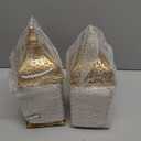 NEEDOMO Set of 2 Ramadan Decorations,14" LED Ramadan Lantern, Ramadan Decorations for Home, Vintage Gold Metal Candle Lantern with Lights, Remadan Decor for Table, Wall, Indoor Outdoor