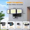 UME Battery Powered Motion Sensor Outdoor Lights 302 LED 1800LM, IP65 Waterproof Battery Operated Flood Lights Outdoor, 3 Heads Security Motion Light with 3 Modes for Garden Patio Yard