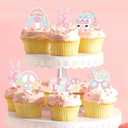 2 x Ercadio 36 Pack Hippie Party Cupcake Toppers Glitter Peace Sign Cupcake Picks Peace and Love Dove Rainbow Cupcake Toppers for 60s Hippie Retro Theme Party Cake Decoration Supplies