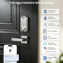 Veise VE017 Fingerprint Smart Door Lock, App Control, 8-in-1 Keyless Entry, Auto Lock, Emergency Power Port, Electronic Touchscreen Keypad, Biometric Smart Locks for Front Door, Satin Nickel