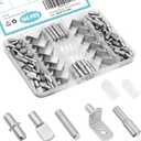 144 Pcs Shelf Pins Pegs Kit,5 Styles Metal Shelf Support Pegs,Cabinet Pegs for Shelves,Dual Diameter Shelf Pins with Silicone Covers,Shelf Bracket Holders for Furniture Glass Corner & Wood Shelves