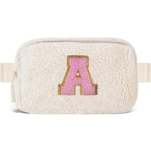 2 x Uygafly Birthday Christmas Gifts for 5 6 7 8 9 10 11 12 13 14 15 16 Year Old Girl,Initials Fanny Pack Crossbody Bag for Girls Kids,Stocking Stuffers Trendy Cute Purse Stuff - A,Cream
