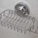 Soap Dish for Shower Suction Cup Powerful Vacuum System Rustproof 304 Stainless Steel Basket Sponges Holder with Razor Hooks for Bathroom or Kitchen Soap Holder (Silver)