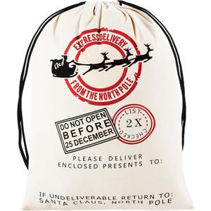 JOYIN Christmas Drawstring Gift Bag Santa Burlap Sack 26" x 19" Cloth Pouch for Xmas Presents Package, Event Party Supplies, Christmas Party Favors