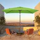 JEAREY 6.5x10 ft Rectangular Patio Umbrellas Rectangle Outdoor Umbrella with Push Button Tilt and Crank, Market Table Umbrella 6 Sturdy Ribs UV Protection for Poolside Garden Backyard Deck, Glass Green