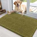 OLANLY Dog Door Mat for Muddy Paws 36x24, Absorbs Moisture and Dirt, Absorbent Non-Slip Washable Doormat, Quick Dry Chenille Mud Mat, Entry Indoor Entryway Carpet for Inside Floor, Willow Green