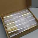 Zcaukya 100 Plastic Champagne Flutes, 4.5oz Clear Disposable Hard Stemware Cups with Golden Rim, Plastic Champagne Glasses for Wedding, Graduation Party, Bridal Shower, Birthday Party