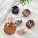 6 PCS French Flat Hair Clips for Women 2 Styles Large Matte Flat Claw Clips Strong Hold No-Slip French Hair Barrettes for Thick Thin Hair(Brown 2)