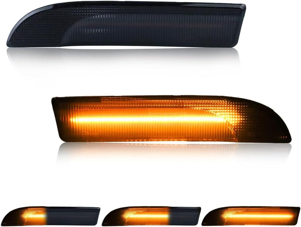 LED Front Turn Signal Light Compatible with Porsche Panamera 970 2009 2010 2011 2012 2013 2014 2015 2016, [DOT] [IP67 Waterproof] Amber Sequential Turn Signal Marker Light, 2 PCS, Smoked Lens
