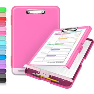 Sooez High Capacity Nursing Clipboard with Pen Holder, Heavy Duty Plastic Clipboard Folder - Teacher Must Haves, Office Supplies (Rose Pink)