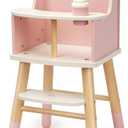 Pithfor Wooden Baby Doll High Chair, Doll Furniture, Fits Up to 18 inch Baby Dolls, 18 inch Doll Accessories - Pink
