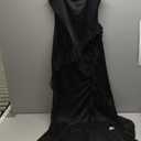 Ecirod Womens Spaghetti Strap High Slit Bodycon Maxi Dress Square Neck Backless Party Club Dresses (Medium, Black)