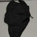 OYOANGLE Girl's Cute Spaghetti Straps Round Neck Drawstring One Piece Swimwear Tie Bathing Suit (Black)