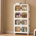 Magnetic Door Storage Bins with Lids 220QT - Folding Storage Cabinet with Doors & Wheels, Collapsible Plastic Box for Closets, Office, Gathering, Stackable Organizer & Containers, Gifts,