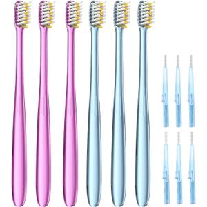 JTF Orthodontic Manual Toothbrush for Braces: 6 U-Shaped Tooth Brush with 6 Interdental Brushes, Ultra-Durable Bristles for Stain Removal and Deep Oral Clean, Toothbrushes for Tooth with Dental Device