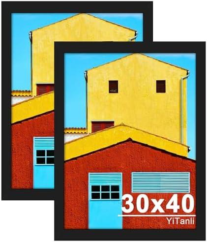 YiTanli 30x40 Picture Frame 2 Pack, Display 30x40 Poster Frame, Movie Posters & Art Prints, Black 30 x 40 Frame Horizontal or Vertical Wall Mounting