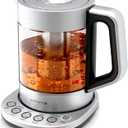 Viant Electric Tea Kettle With Infuser for Loose Leaf, No Plastic In Contact With Water, Hot Tea Maker with Temperature Control, Automatic Shut Off, 1.5L Borosilicate Glass