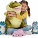 MorisMos Crocodile Stuffed Animal with 3 Baby Inside, 13.7" Stuffed Crocrodile Plush Toy, Mommy Alligator Stuffed Animal with 3 Baby Toys, Stuffed Alligator Plush for Boys & Girls Birthday Gift
