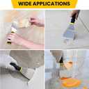 Mister Rui 3" Bent Scraper, Heavy Duty Paint Scraper Tool with Pole Socket Hammer End, Stainless Steel Bent Blade with Anti Slip Rubber Handle, Curved Floor Scraper for Cleaning, Removing, Repairing (Yellow)