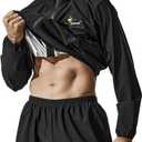 Zipper Sauna Suit with Hood - Ultimate Sweat Suit for WeightLose, Men's Sauna Suit | Intense Workout Gear for Men (Large, Black Jacket&pants)