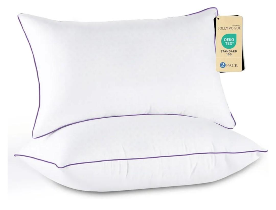 JOLLYVOGUE Bed Pillows Standard/Full Size Set of 2, Washable Supportive Bed Pillows with Super Soft Down Alternative Fill, Luxury Fluffy Hotel Quality for Side, Back, and Stomach Sleepers