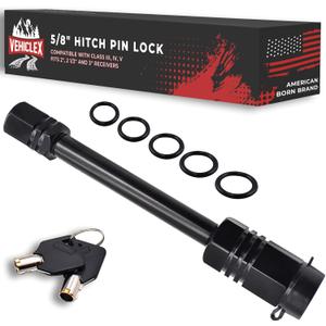Vehiclex Hitch Pin Lock for Trailer Receivers (2.5" to 3") - 5/8" Locking Pin for Class III, IV - with Innovative Tubular Key, Resilient Against Dust, Mud, and Thieves