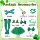 St. Patrick's Day Costume for Girls & Women, Green Shamrock Tutu Skirt with Socks & Accessories (Green)