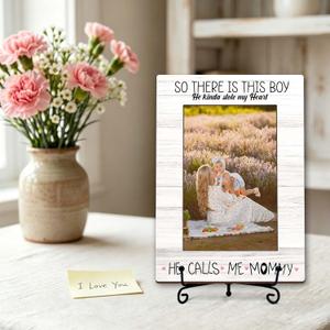 Mothers Day Picture Frame - Mom Picture Frame Boy Mama Gifts - First Mothers Day Gifts Photo Frame For Tabletop Desk Display -A06
