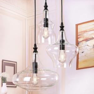 TOCHIC Glass Pendant Chandelier for Dining Room, Hanging Modern Cluster Globe Pendant Lighting Bedroom, 3 Lights Barn Ceiling Kitchen Island Light for Foyer, Hallway
