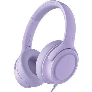 Wired Over-Ear Headphones with USB C Connector, Hi-Fi Stereo Sound, Noise-Isolating Ear Cups, Comfortable Fit for USB C Devices (No Bag, Purple)