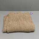 YnM Chunky Cotton Knit Throw Blanket, Cable Knit Throws for Bed Couch Sofa, Comfy & Relaxing, Decorative Piece for Farmhouse Modern Boho Rustic Scandinavian Chic Vibe, Beige 50x60 Inches (Beige - Medium Weight)