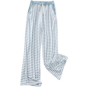 Women Y2k Striped Long Pants Bow Tie Side Slit Wide Leg Lounge Pants Gingham Bottom Plaid Checkered Sweatpants, L