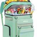 Backpack Cooler Insulated Leak Proof for Men Women 50 Cans Soft Cooler Backpack Insulated Waterproof Large Capacity Coolers Bag Portable for Lunch Camping Travel Picnic Hiking Ligth Green