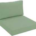 Summsun Patio Furniture Cushions Replacement, Outdoor Deep Seat Couch Cushion and Backrest Pillow with Waterproof Removable Cover for Sectional Sofa Set, 25.6 x 25.6 Inch, Sage Green