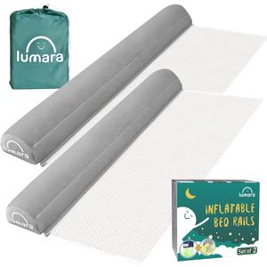 Inflatable Bed Rail for Toddlers 2 Pack - Portable Travel Bed Bumpers for Kids Fits Twin Full Queen King Size Beds - Non-Slip Safety Guard Rails