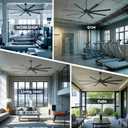 96 Inch Industrial Ceiling Fan - Large Ceiling Fan with DC Motor, 3 Downrods, 6-Speed Remote Control, 8 Reversible Aluminum Blades, Black Commercial Ceiling Fans for Shop/Gym/Warehouse/Garage