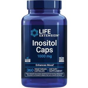Life Extension Inositol Caps – 1000 mg, Myo-Inositol – Mood Health, Well-Being, Healthy Metabolism, Hormone Balance – Gluten-Free, Non-GMO, Vegetarian – 360 Capsules Exp Date 03/2028